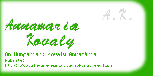 annamaria kovaly business card